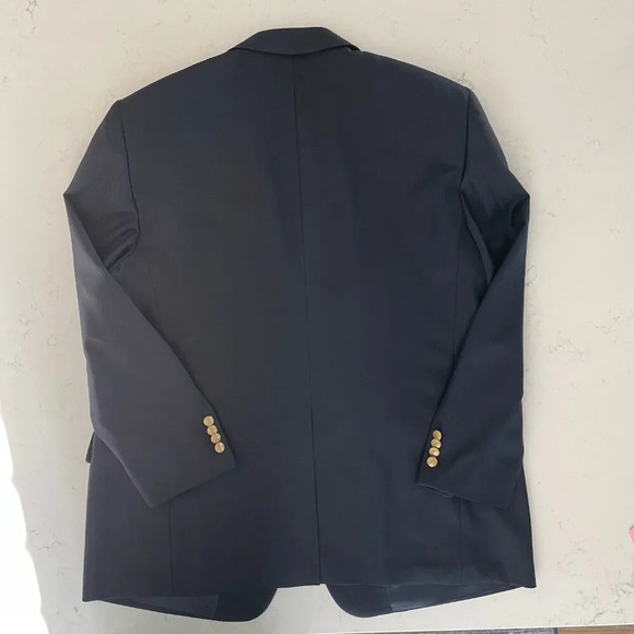 Samuelsohn J.P. Tilford Harry Rosen Todd Lined Wool Blazer Navy w Brass 48 R - Picture 8 of 15